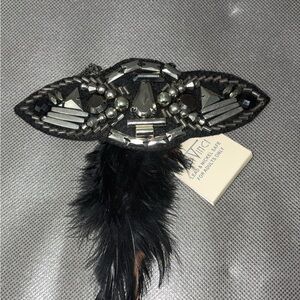 Embellished Black Feather Brooch